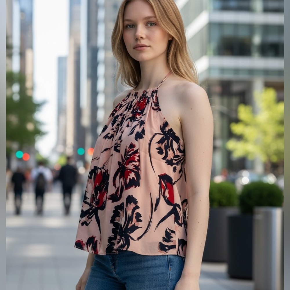 RW&CO. Rose Pink Floral Strappy Tank/Cami Size Medium